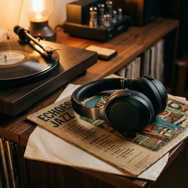 Headphones on vinyl